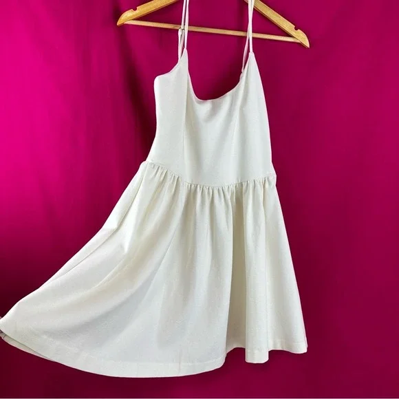 Guess White Skater Mini Dress Tie-Up Back Bodycon Fit & Flare Sleeveless‎ Size 6 - Picture 14 of 17